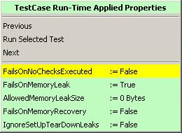 Run-Time Properties popu menu shows overridden GUI settings highlighted in yellow